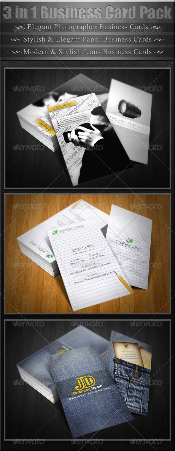 3 in 1 Business Cards Pack - Creative Business Cards