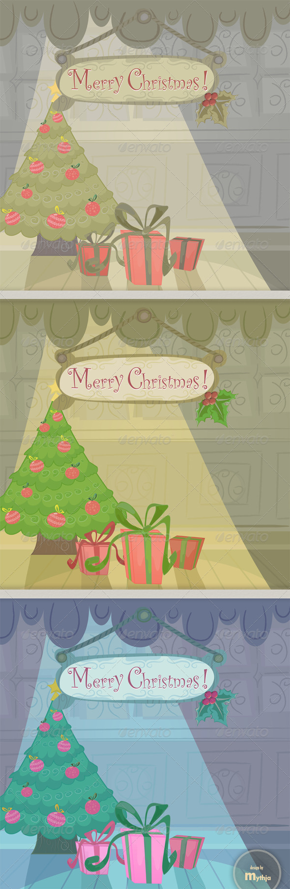 Vector cartoon Christmas cards