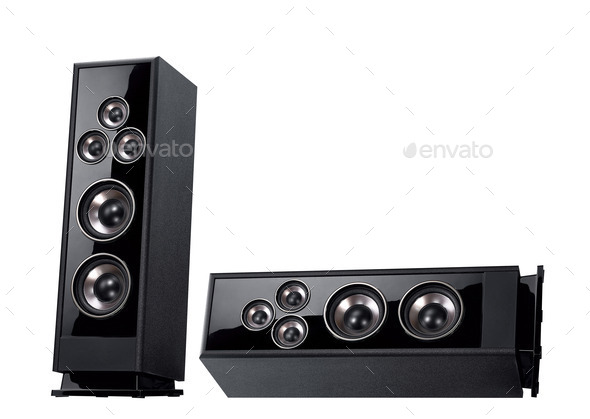 Acoustic system isolated vertically - Stock Photo - Images