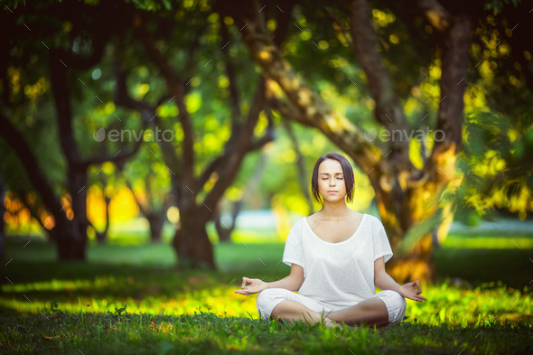 Yoga outdoors - Stock Photo - Images