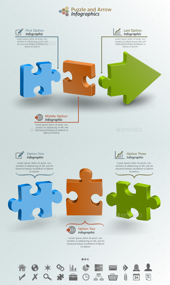 Arrow Puzzle Infographic Background - Infographics