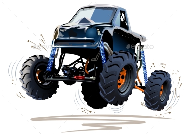 Cartoon Monster Truck - Man-made Objects Objects
