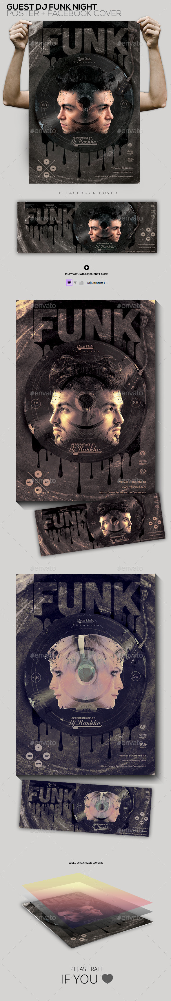 Funk Guest Dj Party Flyer/Poster/Facebook Cover - Clubs & Parties Events