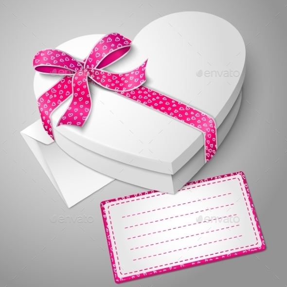 Realistic Blank White Heart Shape Box - Man-made Objects Objects