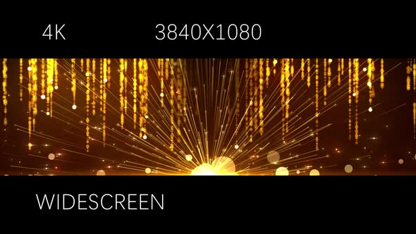 Widescreen Golden Particles Twinkling Light Background