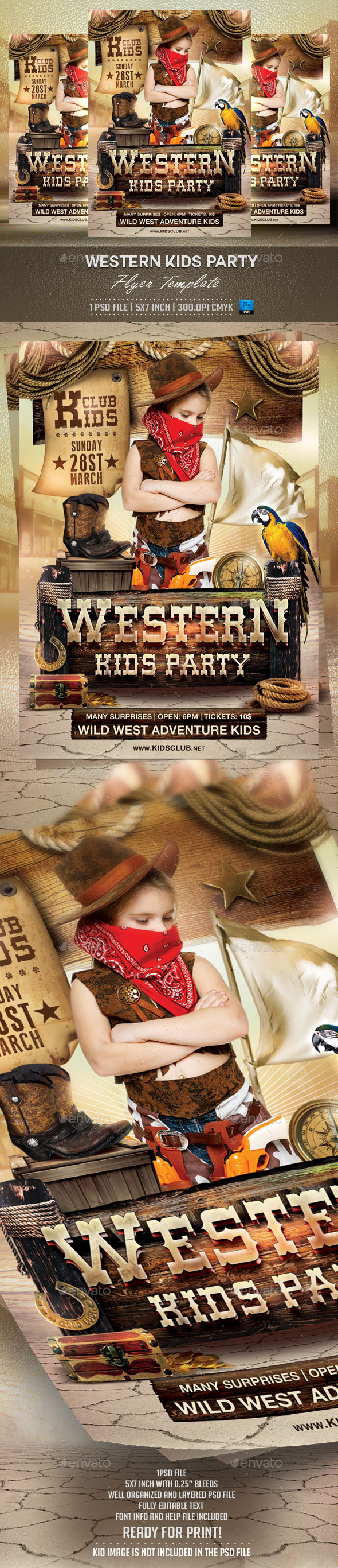 Western Kids Party Flyer Template - Events Flyers