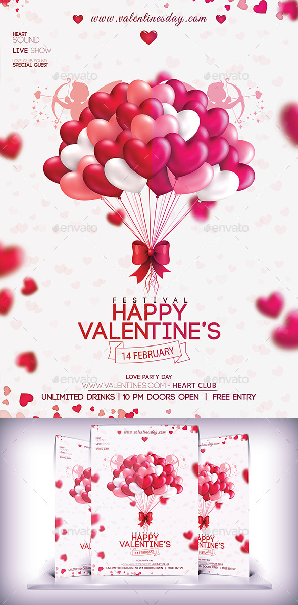 Valentines Party Day Flyer - Flyers Print Templates