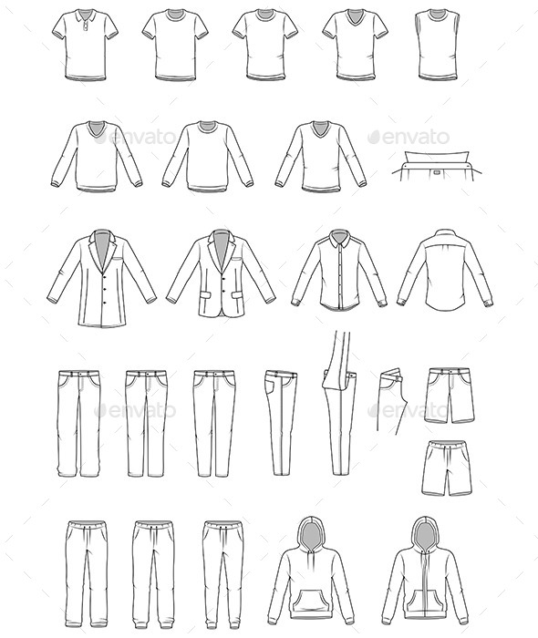 Garment Illustrations of Men's Clothes - Man-made Objects Objects