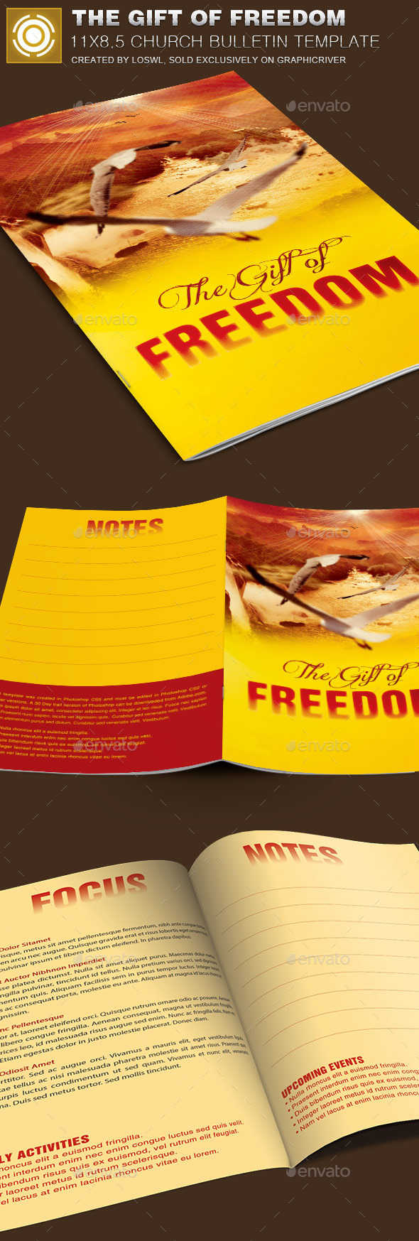 The Gift of Freedom Church Bulletin Template - Brochures Print Templates