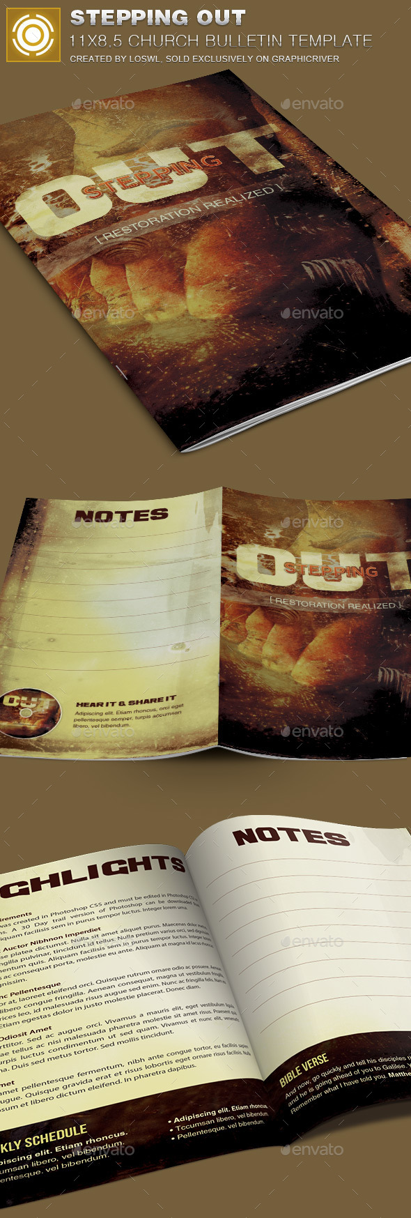 Stepping Out Church Bulletin Template - Brochures Print Templates