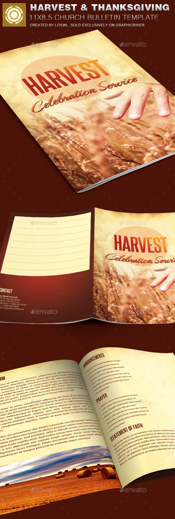 Harvest and Thanksgiving Church Bulletin Template - Informational Brochures