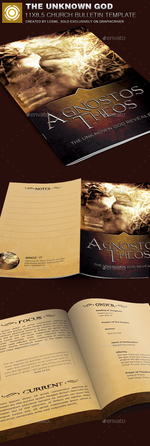 The Unknown God Church Bulletin Template - Informational Brochures
