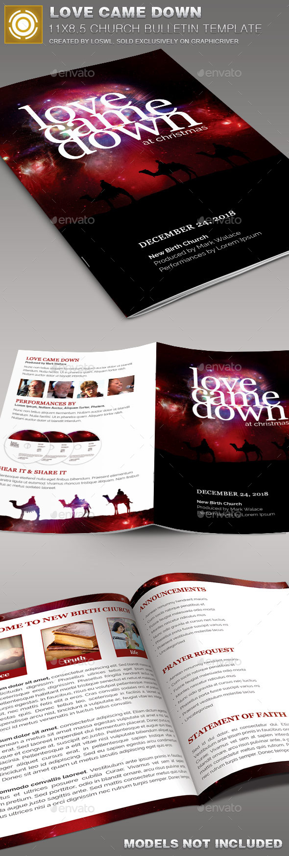 Love Came Down Church Bulletin Template - Informational Brochures