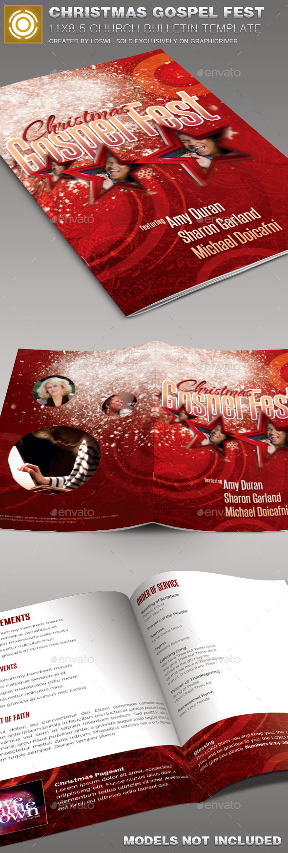 Christmas Gospel Fest Church Bulletin Template - Informational Brochures