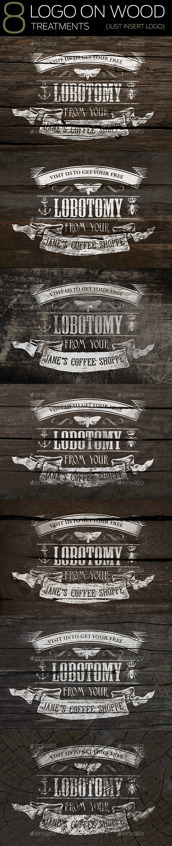 8 Logo On Wood Mockups - Miscellaneous Print