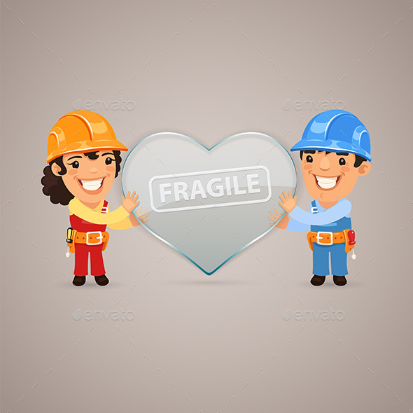 Valentines Day Poster with Couple Workers - Valentines Seasons/Holidays