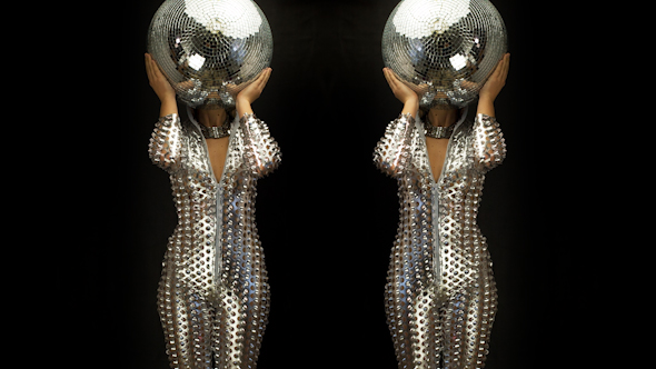 Silver Disco Ball Head Woman Dancer by dubassy | VideoHive