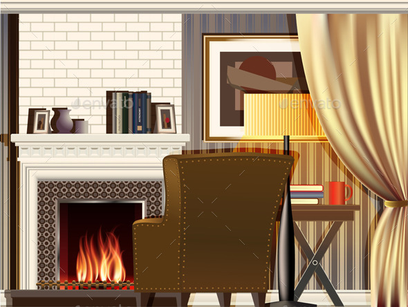 Room with Fireplace - Man-made Objects Objects