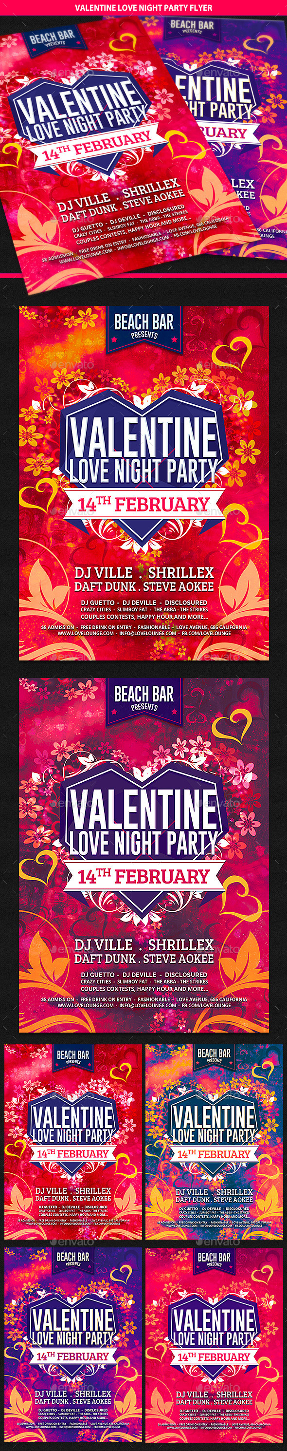 Valentine Love Night Party Flyer - Clubs & Parties Events