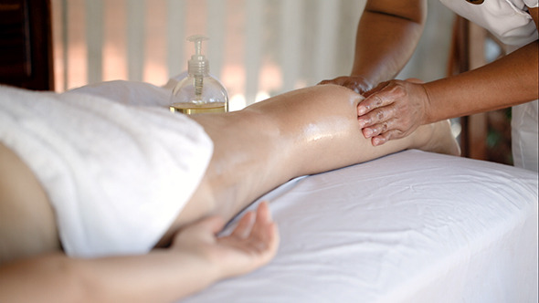 Woman Getting Massage Treatment In Beautiful Spa alt
