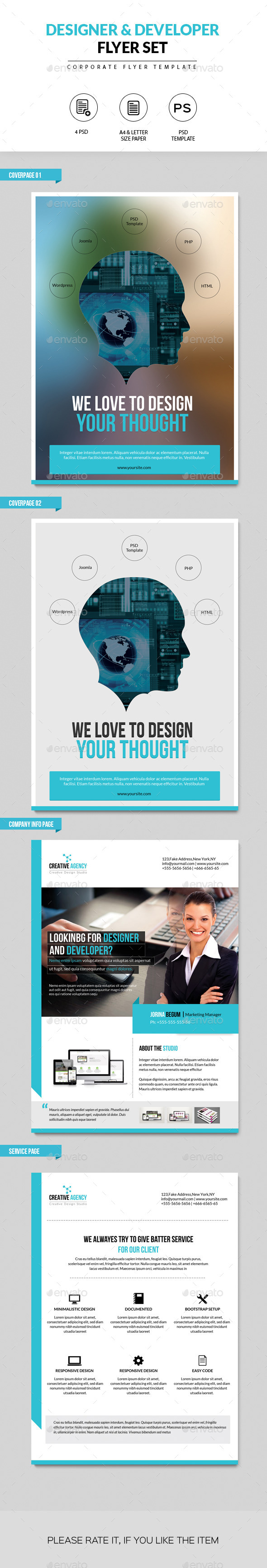 Flyer Set for Designer and Developer - Corporate Flyers