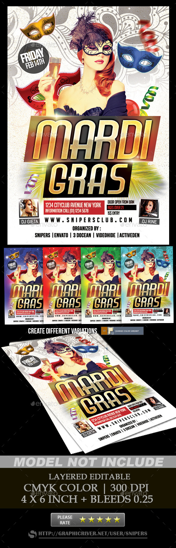 Mardi Gras Flyer Party - Events Flyers