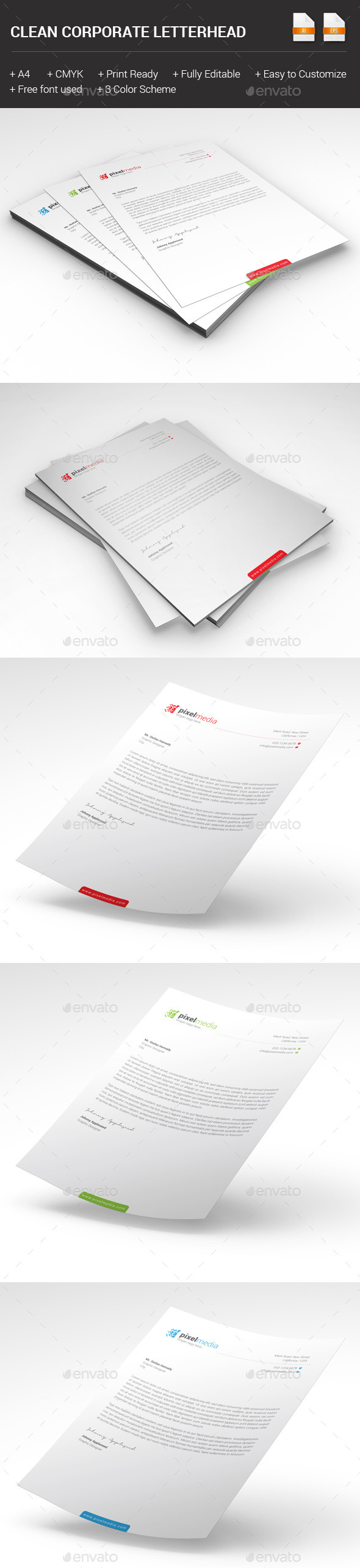 Clean Corporate Letterhead - Stationery Print Templates
