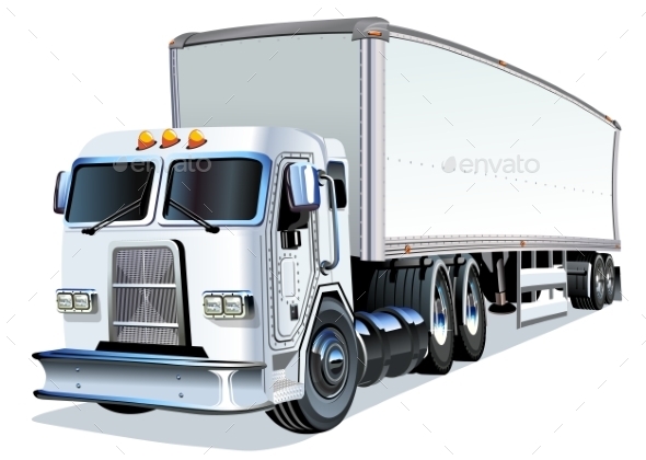Cartoon Semi Truck - Man-made Objects Objects