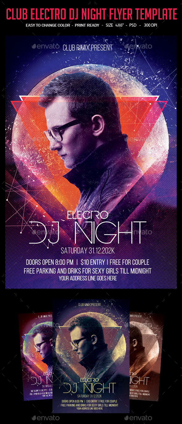 Club Electro Dj Night Flyer Template - Clubs & Parties Events