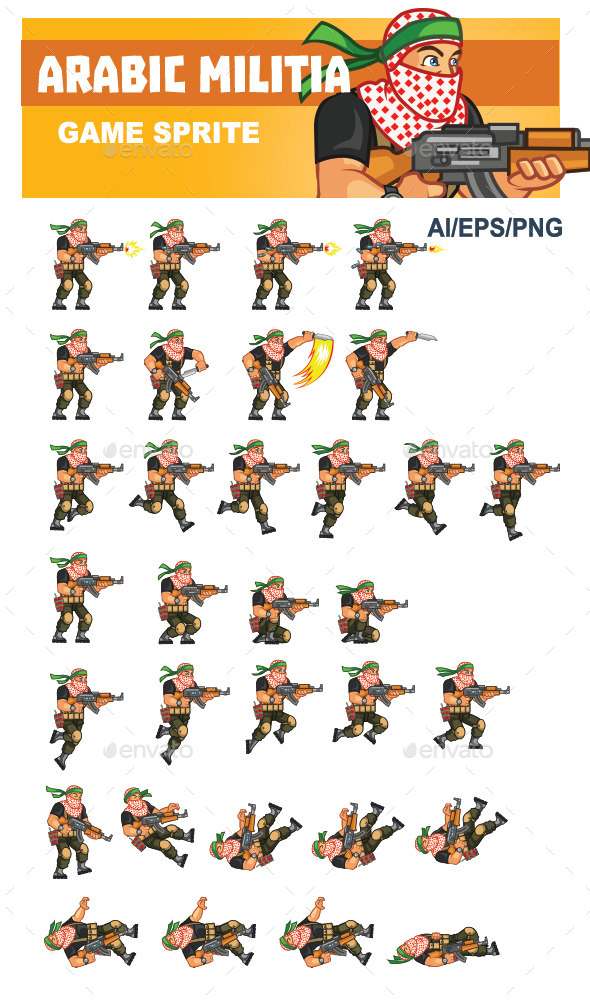 Arabic Militia Game Sprite - Sprites Game Assets