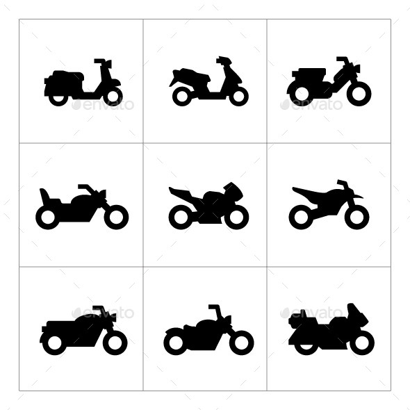 Set Icons of Motorcycles - Man-made objects Objects