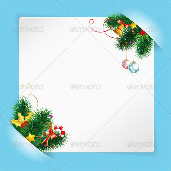 Christmas Frame with Sheet of white Paper Mounted 
