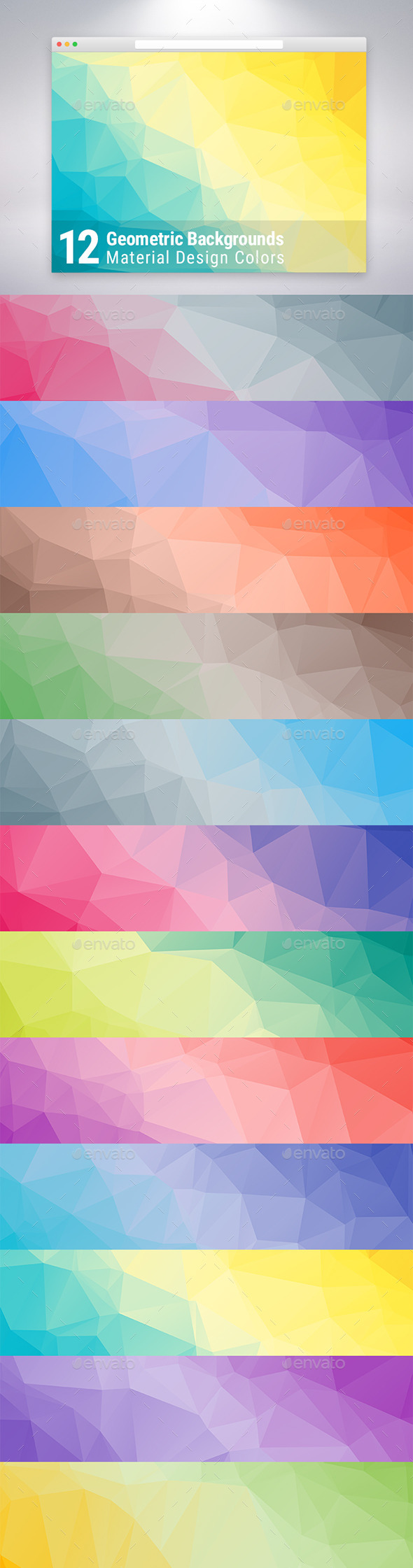 Material Design Geometric Backgrounds x12