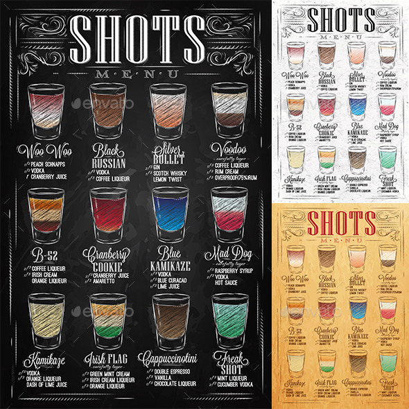 Set of Shots Menu - Food Objects