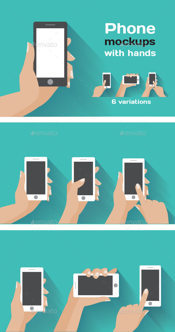 Smartphone Mockups with Hands - Computers Technology