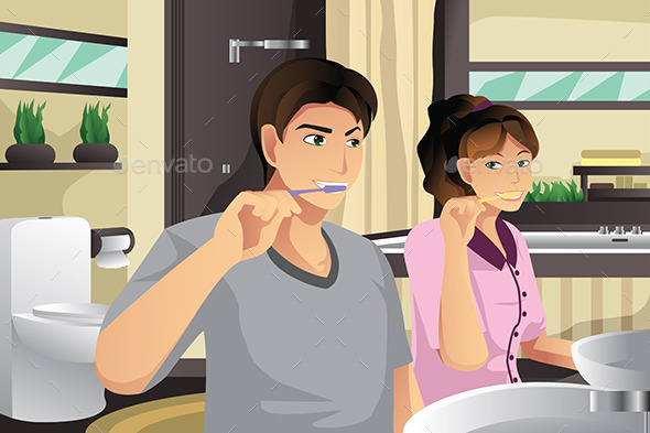 Couple in a Bathroom - People Characters