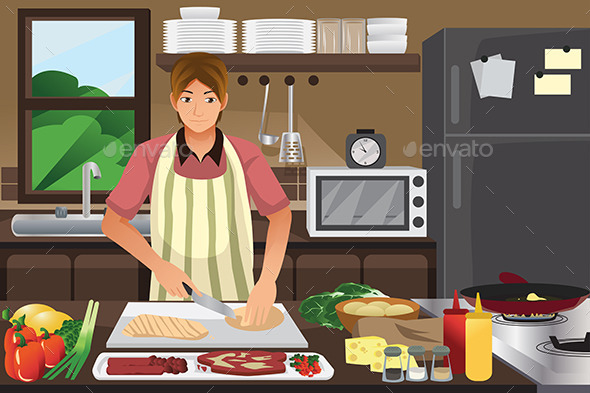 Man Cooking in the Kitchen - People Characters