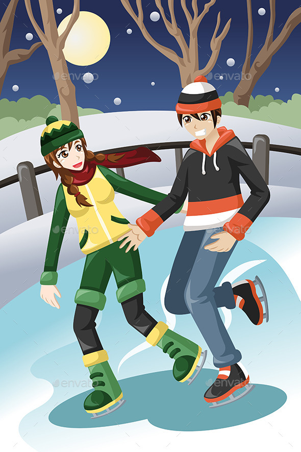 Couple Ice Skating - Seasons/Holidays Conceptual