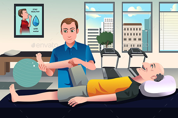 Physical Therapist Working on a Patient - Health/Medicine Conceptual