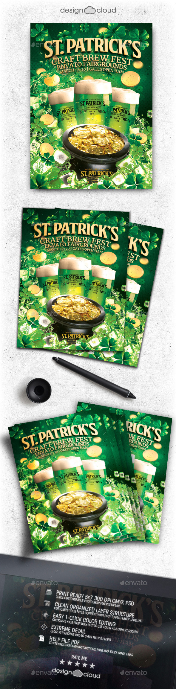 St. Patrick's Day Beer Fest Flyer Template - Holidays Events