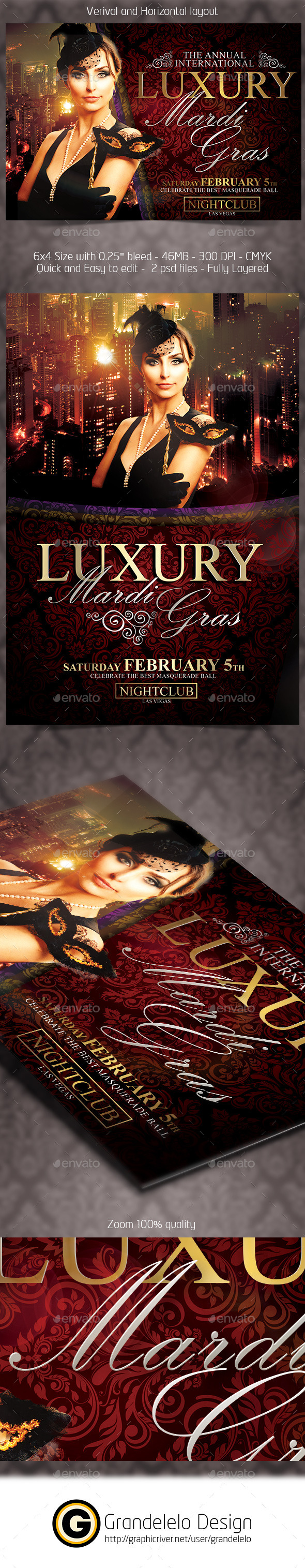 Luxury Mardigras Flyer - Clubs & Parties Events