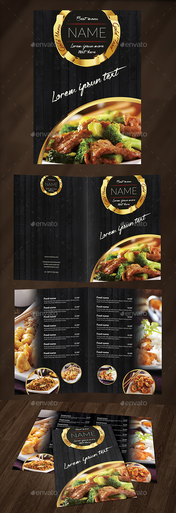 Gold Food Menu - Food Menus Print Templates