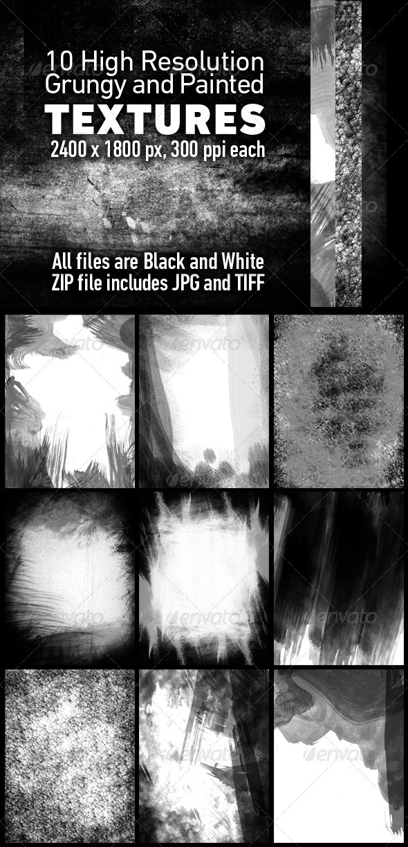 10 Grunge Textures in Black and White - Industrial / Grunge Textures