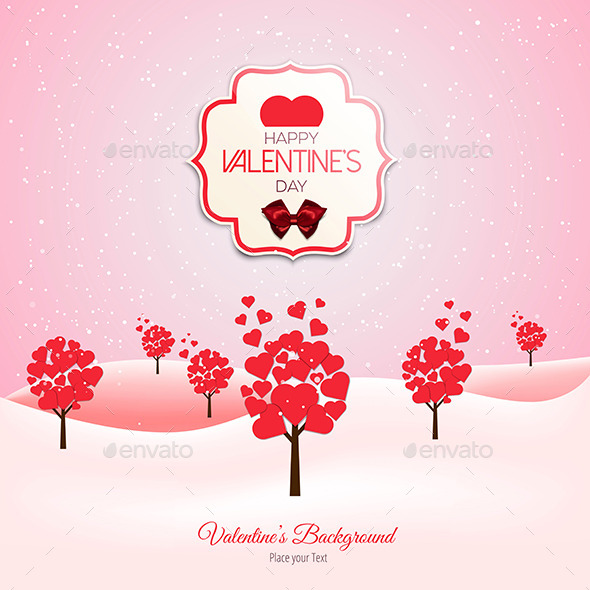 Valentine Trees Landscape with Heart Shaped Leaves - Valentines Seasons/Holidays