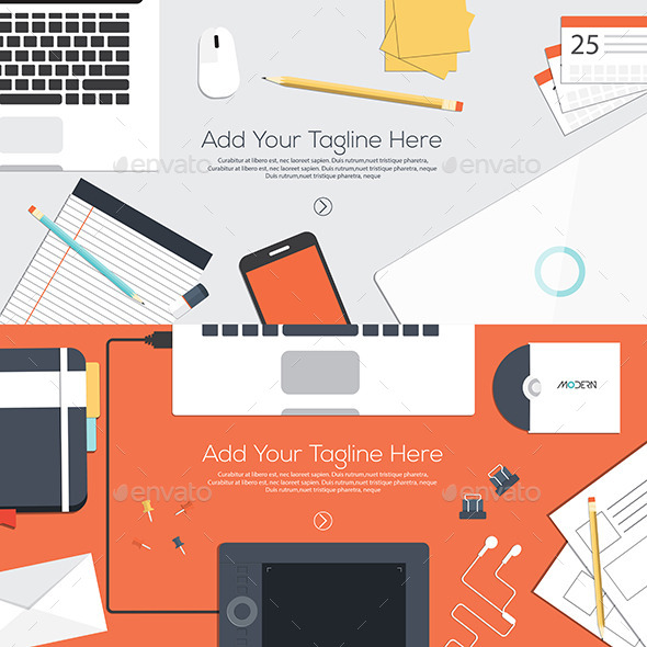 Flat Designed Banners - Media Technology