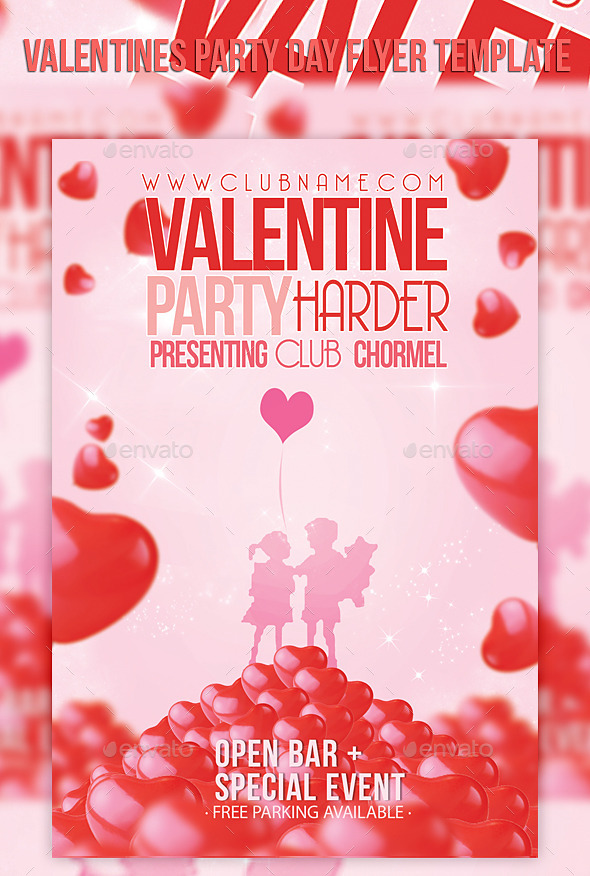 Valentines Party Day Flyer Template - Events Flyers