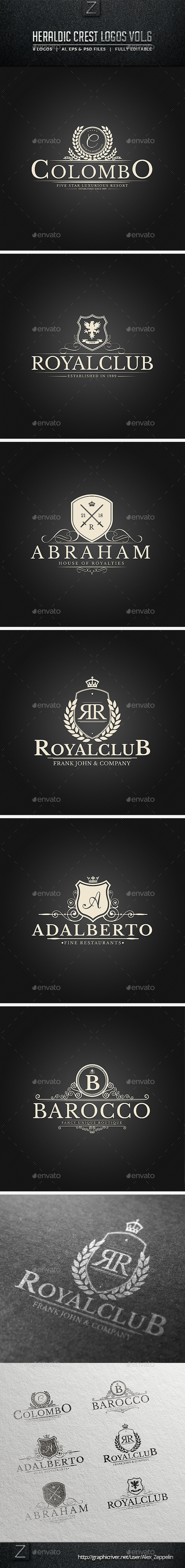 Heraldic Crest Logos Vol.6 - Badges & Stickers Web Elements