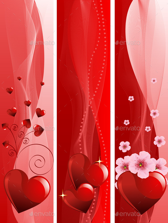 Valentine Day Banners - Flourishes / Swirls Decorative