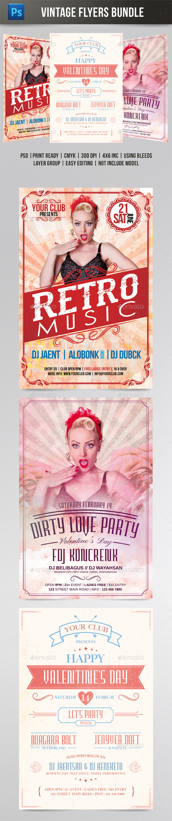 Vintage Flyer Bundle - Events Flyers