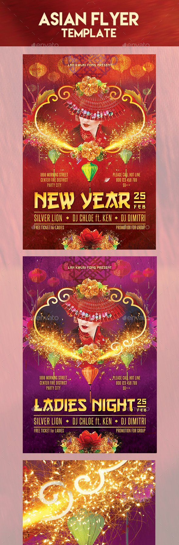Asian Red Party Flyer Template - Flyers Print Templates